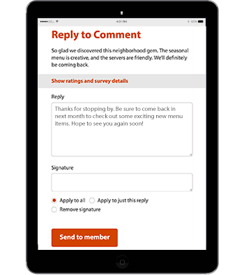 Replying to customer comments mockup